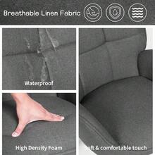 Retro Ohrensessel aus Wildleder-Optik mit Eichenbeinen, Moderner Polstersessel mit Hoher Rückenlehne, Ergonomischer Esszimmerstuhl & Relaxsessel für Wohnzimmer, Küche & Restaurant, Belastbar bis 150kg - Dunkelgrau - Übersicht 7