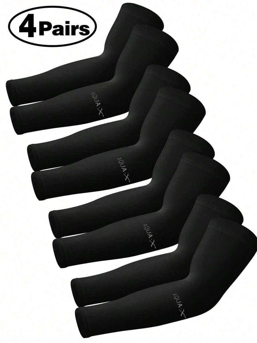 4/1 Pair UV Protection Cooling Compression Arm Sleeves - Men's Sun Protection Arm Sleeves Suitable For Teenagers And Schools, Summer Arm Protection Equipment, All Black Sleeve, Men's Gift,Travel,Festival - Multicolor - View 1
