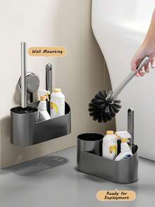 Bộ cọ toilet hút chân không không cần khoan, phụ kiện phòng tắm tiết kiệm không gian với khay đựng, dụng cụ vệ sinh phòng tắm cho những khu vực khó tiếp cận, vật dụng gia đình, giá đựng đồ phòng tắm, dụng cụ vệ sinh đa năng. - nhiều màu - Xem 7