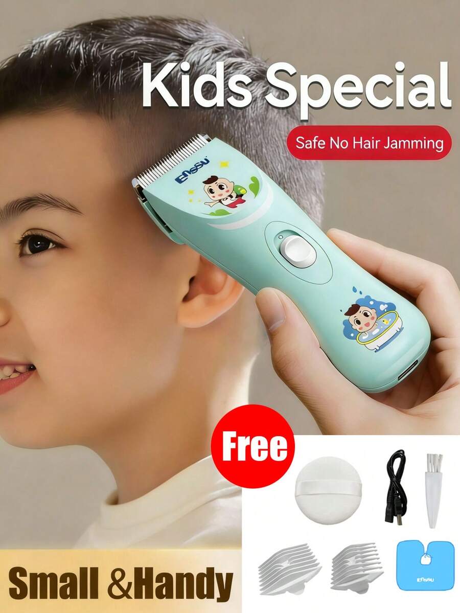Wireless Electric Hair Clipper Set, Low Noise Waterproof Portable Hair Trimmer, Ceramic Blade, Dry & Wet Use, Rechargeable Haircut Kit For Kids
