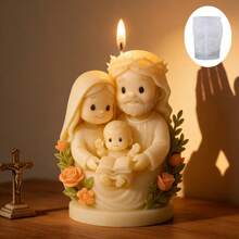 1pc Jesus Family Candle Silicone Mold DIY Resin Stone Craft Mold, Easy Demold And Reusable, Suitable For Home Decor And Creative Handmade Gifts - A-White - View 4
