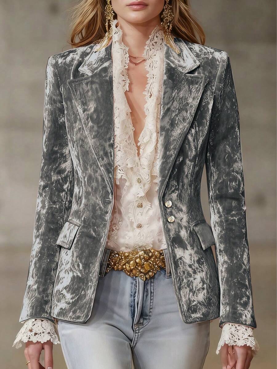 1 chiếc áo blazer nữ thời trang cài một hàng khuy, phù hợp cho đi làm hàng ngày, tụ họp và tiệc tùng, có lớp lót, thích hợp cho kỳ nghỉ xuân.