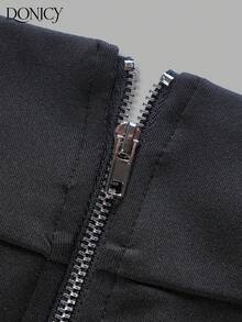 DONICY Vestido mini negro sin mangas para mujer, vestido ajustado con cuello cuadrado y cremallera delantera sexy - Negro - Ver 4