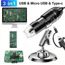 1600X 200W/30W Digital Microscope Camera, 3-In-1 Portable USB Electronic Microscope For Skin Examination, Insect Observation, Circuit Inspection, Compatible With PC, Type-C - Black - View 12