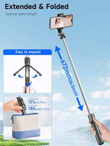 Portable Lightweight Extendable Selfie Stick Tripod With Wireless Remote, Detachable Phone Holder With Optional Fill Light, Suitable For Group Selfies, Live Streaming, Video Recording, Compatible With IOS And Android Devices - View 10
