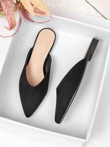 Women's Pointed Toe Mule Slippers, 2026 New Spring/Summer Outdoor Flat Soft Bottom Fashion Slouchy Slip-On Shoes, Large Size 41-43 - Black - View 5