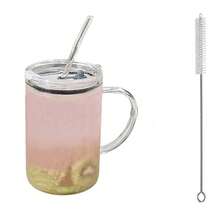 1000 Milliliters Glass With Lid And Straw, Transparent Glass, Juice-Mocha Glass, Glass Mug, Milk And Juice Glass, Beer Glass, Reusable And Highly Suitable For Refrigerating Whisky And Cocktails, Becoming A Must-Have Kitchen Tool And Essential Item For Apartment Life, Especially For Holiday Party Supplies. DIY Frozen Drink Glass, Easy To Release Ice Cubes, For Home And Bar Use (Glass + Lid + Stainless Steel Straw + Straw Brush) - View 10