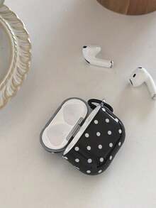 Minimalist Black And White Polka Dot Pattern Bluetooth Earphone Case For Apple AirPods 3, Soft Protective Case, Compatible With Apple AirPods 4/2 Wireless Bluetooth, Pro New Third/Second Generation, Niche Heart-Shaped Pendant Anti Drop Compatible With AirPods First Generation Birthday Gift Party - 黑色 - 查看 5