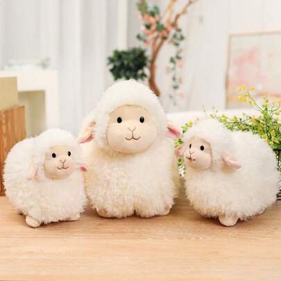 1pc Realistic Curly Wool Sheep Plush Doll, Cartoon Sheep Stuffed Doll, Children's Birthday Gift, Bedroom Companion Plush Doll, Home Decor, Soft Plush Doll