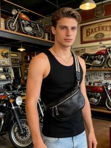 Túi đeo chéo/đeo vai nam kiểu dáng tối giản thường ngày - màu đen - Xem 4