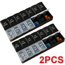 2X Weekly Daily Pill Box Organiser Tablet Medicine Storage Dispenser 7 Day Night - 黑色 - 查看 6
