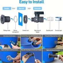 Bộ 2 nắp đậy vòi nước PVC có tích hợp ống thoát nước, thích hợp cho vườn, thu gom nước mưa, dụng cụ và vật tư làm vườn. - màu đen - Xem 4