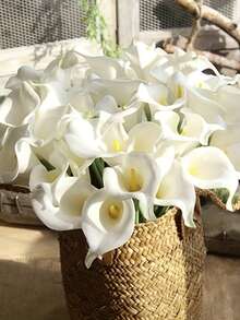 1/5/10/20支装，13.4英寸人造白色马蹄莲，适合家居装饰、母亲节礼物、酒店、派对、婚礼和餐桌摆设，全年均可使用。 - 白色馬蹄蓮 - 查看 6