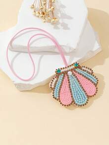 1pc Rice Pearl Diamond Pearl Handmade Beaded Seashell Shaped Unique Fashion Handbag Charm Decor - Multicolor - View 6