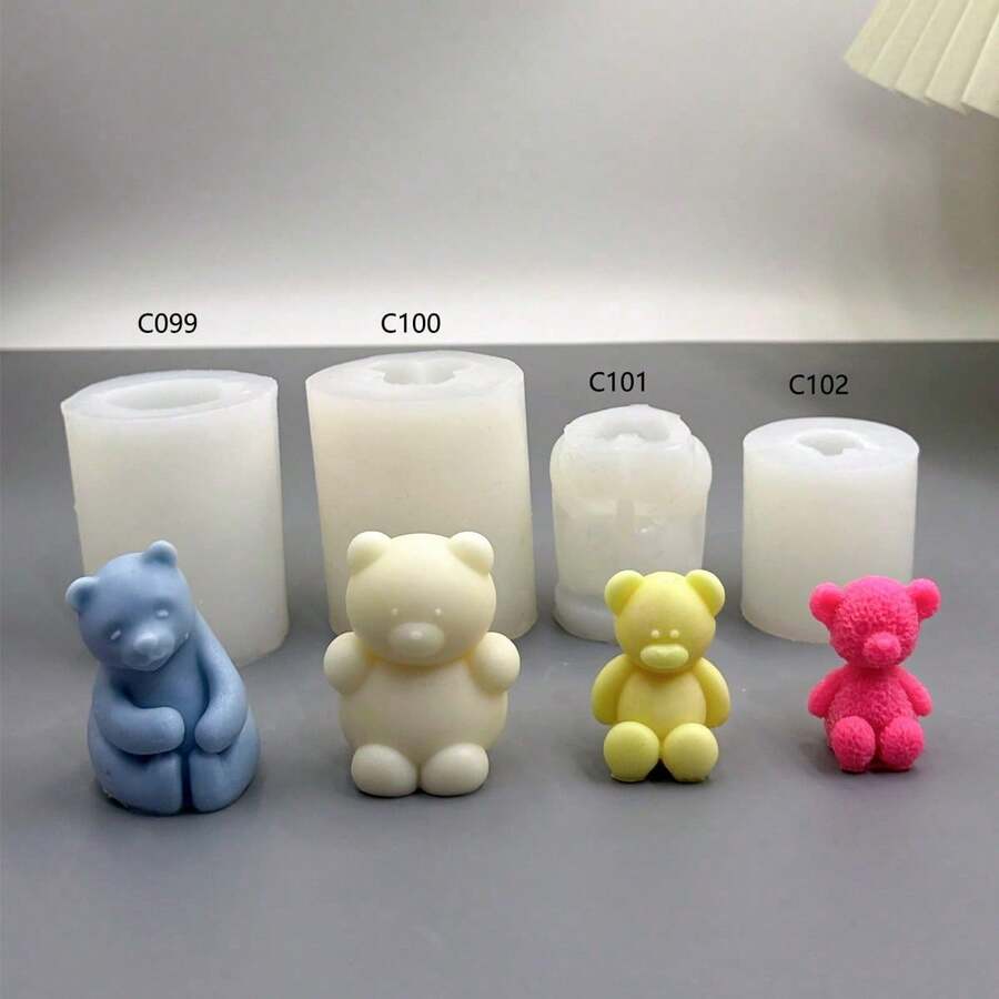 Bear Candle Silicone Mold DIY Animal Aromatherapy Candle Sitting Bear Plaster Mold - Bear - View 1