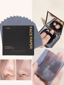 100pcs Oil Blotting Papers (With Mirror Case), Face Matting, Pore Minimizing, Portable Mirror Case, Oil Absorbing Facial Tissues, Suitable For Travel, Compact & Convenient, Keeps Face Non-Greasy, Comes With Powder Puff, Case & Mirror, Ideal Gift For Women In Spring, Summer & Autumn, Unisex - Multicolor - View 1