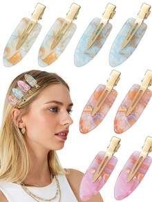8 Pieces Of Women's Multi-Color Hairpins, Minimalist Style Small Hairpins, Crocodile Leather Clip Design, Hair Accessories, Suitable For Daily Casual And Outdoor Clothing, Cute Accessories, For Mothers, Valentine's Day Accessories, Hair Ornaments, Hairpins,Hair Accesoriesfor Women, Claw Clips,Summer,Holiday,Travel - Multicolor - View 8