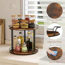 10.2'' Wood Lazy Susan Turntable Organizer For Cabinet, 2 Tier Lazy Susan Spice Rack Organizer For Kitchen, Table Top, Countertop, Pantry, Medicine Organizer - 10 Inches 2 Tier - View 3