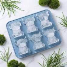 Molde de silicona para hacer cubitos de hielo con diseño de vaca de las tierras altas, molde divertido para hacer hielo, molde universal para cubitos de hielo para refrigeradores domésticos, fácil de desmoldar, molde multifuncional para cubitos de hielo, moldes específicos para diferentes bebidas, adecuado para uso doméstico diario en verano, accesorio para hacer hielo en verano, ayuda para aliviar el calor del verano. - Azul - Ver 6