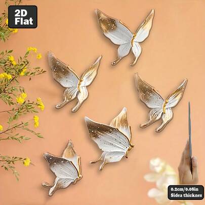 5pcs 2D Acrylic Butterfly Wall Decor, Exquisite Home Decor Wall Art, Unique And Interesting Butterfly Wall Decoration, Suitable For Bedroom, Living Room