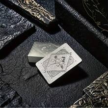 1/2 Set Of Waterproof Gold Foil Playing Cards - Waterproof Black Gold Foil Playing Cards - Plastic Playing Cards, Hot Stamping Process - Very Suitable For Magic And Collectors. Magic Playing Cards Are Fashionable, Waterproof, Wear-Resistant, And Creative Travel Gifts. The High-End Frosted Texture Is Suitable For Outdoor Activities, Friend Gifts, And Family Entertainment - Silver - View 2