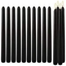 Black Taper Candles - Set Of 14 Dripless Candles - 10 Inch Tall 3/4 Inch Thick - 7.5 Hour Clean Burning Perfect For Household Dinner Or Any Event - Đen - Xem 4