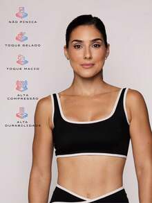 LOT FITNESS Women's Black Polyamide Fitness Top Two Colors Sports Gym High Support Kate Duo Collection - màu đen - Xem 1