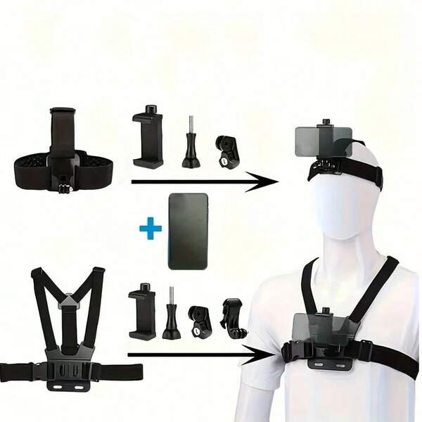 1pc New Headband-Style Phone Shooting Bracket, First-Person Perspective Sports Camera Motorcycle Mounting Support