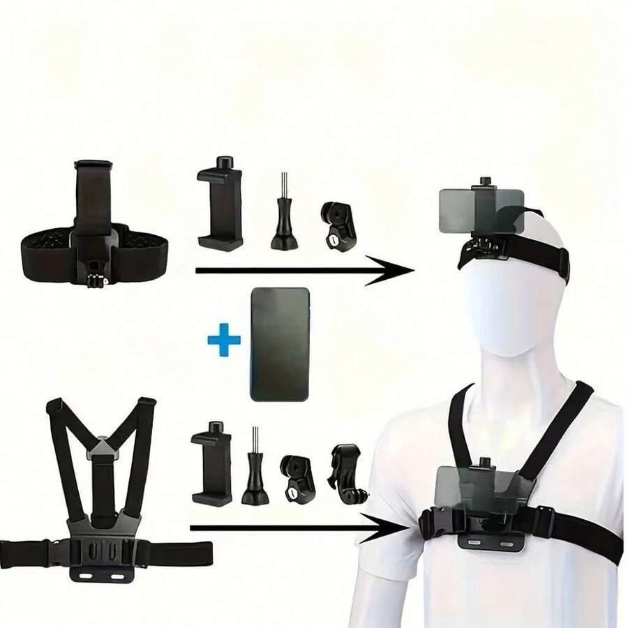 1pc New Headband-Style Phone Shooting Bracket, First-Person Perspective Sports Camera Motorcycle Mounting Support - Multicolor - View 1