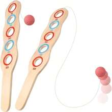 1pc Wooden Hand-Eye Coordination Elastic Tech Paddle - Bouncy Ball Paddle With Elastic Cord, Interactive Sensory Training, Toss & Catch Practice, Improve Coordination & Sports Skills, Suitable For Adults, Beach, Backyard, Sports Party - Multicolor - View 1