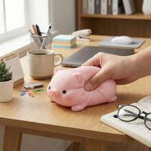1pc Cute Pink Pig Squishy Toy: Soft Silicone Slow Rebound Toy, Adorable Kawaii Pig Squeeze Toy For Stress Relief And Anxiety, Suitable For Desktop Decor, For Kids And Adults, Perfect Gift For Wedding Season And Mother's Day - NNL41 - View 5