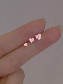 3pcs 925 Sterling Silver Tiny Heart Shaped Cartilage Earrings, Delicate Jewelry For Daily Wear, Wedding, Party, Engagement, Anniversary, Valentine's Day - Love - View 14