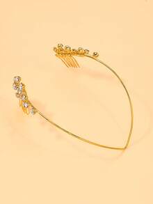 1 chiếc băng đô hình lá pha lê, phụ kiện tóc tối giản thanh lịch, đa năng cho cô dâu mùa hè, đám cưới ngoài trời và sử dụng hàng ngày. - Lá - Xem 8