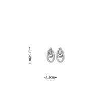 1 par de pendientes de metal con diseño geométrico minimalista, pendientes de moda versátiles para uso diario - Plateado - Ver 4