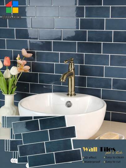 WoStick Waterproof Brick Texture 3D Wall Panels, Removable Self-Adhesive Wall Tile Stickers, Suitable For Kitchen Backsplash, Bathroom, And Holiday Decor