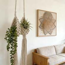 1 chiếc giá treo cây macrame, kiểu Bohemian, hình quả dứa nhỏ, túi lưới đan thủ công hình tổ chim, dùng để đựng cây xanh trong nhà, trang trí treo tường (không bao gồm cây). - Nhiều màu - Xem 10