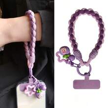 Conjunto de 1 cordão curto para celular estilo verão, alça anti-perda para celular em montanhismo, alça para porta-copos, corda trançada para garrafa de água - Multicolorido - Ver 1