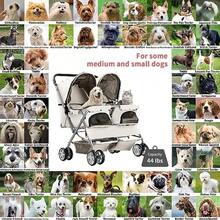 carriola doble para mascotas carriola plegable para 2 perros y gatos portador de dos plazas carrito de viaje para mascotas con almacenamiento color gris - Gris - Ver 7
