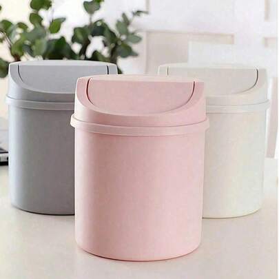 Mini Trash Can With Lid, Small Desktop Garbage Can, Plastic Desktop Waste Basket, Rotating Lid Design To Prevent Odor Leakage, Suitable For Storing Fruit Peels And Paper Scraps On Desk, Keeps Desktop Tidy, Applicable To Bathroom, Home Office, Coffee Table, Office, Living Room, Study Room And Other Occasions.