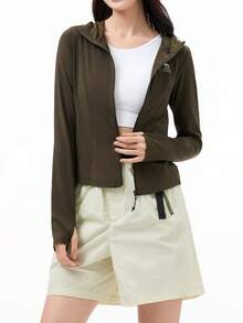 CAMEL CROWN 女士户外修身防晒服 春夏防紫外线 原纱冰感徒步套装 - 酪梨綠 - 查看 1