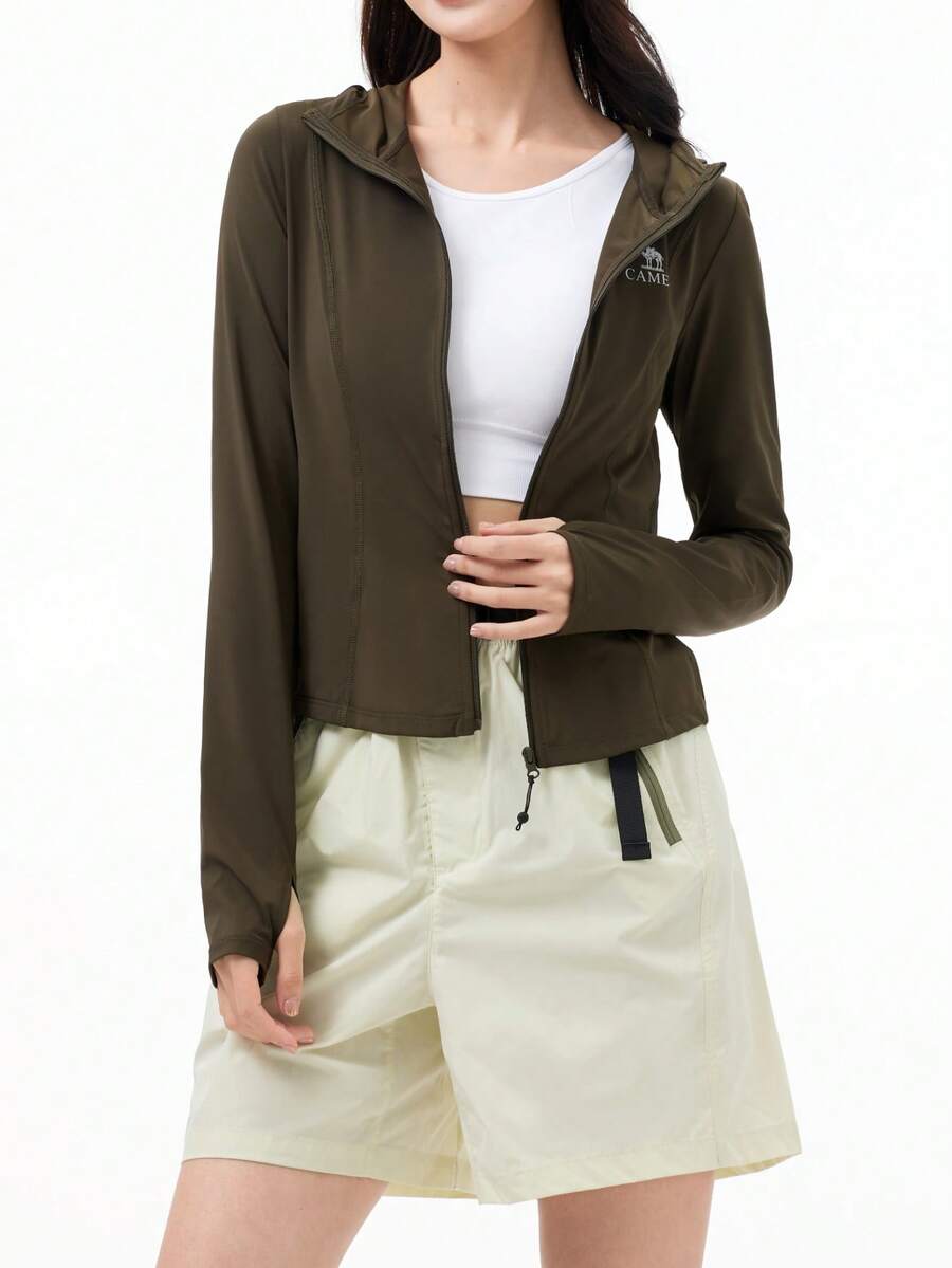 CAMEL CROWN 女士户外修身防晒服 春夏防紫外线 原纱冰感徒步套装 - 酪梨綠 - 查看 1