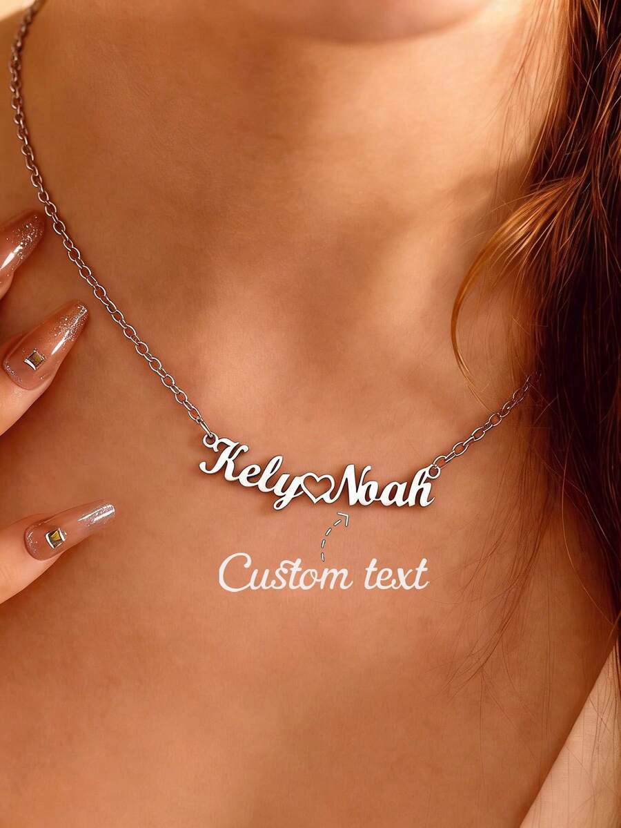 Dây chuyền khắc tên mờ sáng bóng tùy chỉnh dành cho nữ, mặt dây chuyền chữ cái cổ điển, mặt dây chuyền khắc tên thủ công bằng thép không gỉ mạ vàng, trang sức khắc tên, quà tặng Giáng sinh và năm mới cho bạn gái, người yêu. - Bạc 3 - Xem 1