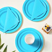 Bộ đồ dùng ăn uống dùng một lần màu xanh nhạt, đĩa tiệc 7/9 inch, đĩa giấy, cốc, khăn ăn dùng một lần, thích hợp cho các dịp lễ, đám cưới, lễ đính hôn, sinh nhật, tiệc tùng, lễ kỷ niệm. - Nhiều màu - Xem 3