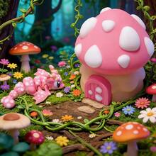 Figura de juguete de plástico de dragón de hongo adorable y lindo + modelo de casa de hongo, escultura de decoración de escritorio, regalo de cumpleaños o festivo - Multicolor - Ver 10
