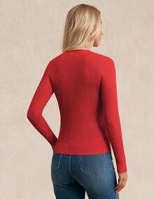 Women's Long Sleeve Button Up Cardigan Sweaters Ribbed Knit Open Front Casual - Red - View 5