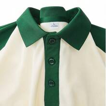 Camisa polo casual de verano con color de contraste y media cremallera, ropa de trabajo práctica - Beis - Ver 8