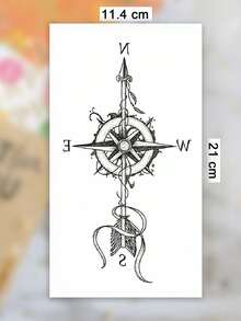 1 feuille de tatouage temporaire à la mode, style neutre, croquis, motif de texte de boussole et d'nœud et de flèche. Tatouage temporaire imperméable durant 2 à 5 jours, peut couvrir les cicatrices. Convient pour les bras, poignets, épaules, jambes, taille, cou, mains, poitrine, cuisses, doigts et autres parties. Convient pour les tatouages de couple, style croquis - noir - Voir 6