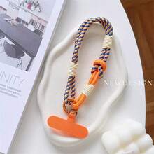 1pc Multicolor Buckle Short Thick Phone Lanyard, Sturdy Wrist Strap For Outdoor, Camera, Water Bottle, Key Chain, Unisex High-End Wide Version Hanging Cord With Clip - Multicolor - View 6