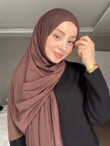 1pc 2 In 1 Instant Jersey Hijab With Built-In Magnets / All-In-One Instant Hijab - No Pins, Slip-Free Fit, Easy Wear In Seconds. Suitable For Daily Abaya Matching, Outdoor Activities, Prayers And Worship,Beach,Holiday - Instant Jersey Hijab - View 6