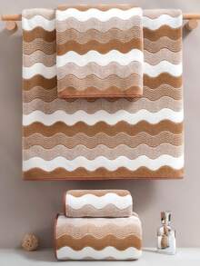 Toalla de baño/toalla de mano minimalista de felpa coral, de unicolor, suave, absorbente y de secado rápido para uso doméstico - Café integral - Ver 2